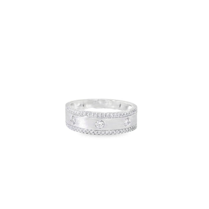 14k White Gold 0.28ctw Round Brilliant Diamond Ring Band With Sandblast