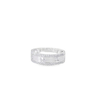 14k White Gold 0.28ctw Round Brilliant Diamond Ring Band With Sandblast