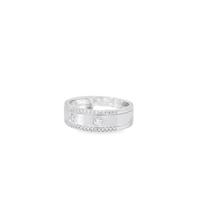 14k White Gold 0.28ctw Round Brilliant Diamond Ring Band With Sandblast