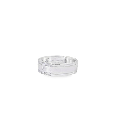14k White Gold 0.28ctw Round Brilliant Diamond Ring Band With Sandblast