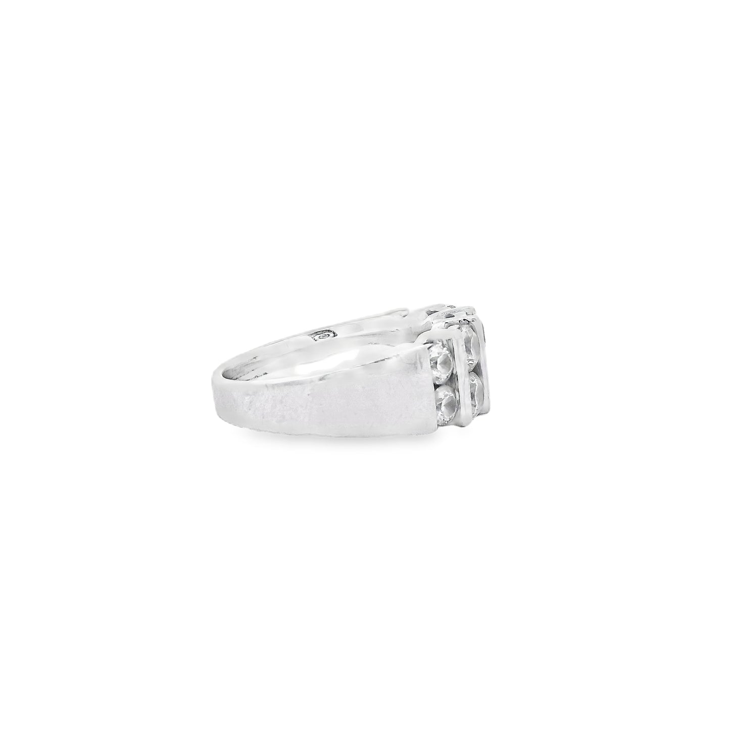 Platinum 0.92ctw Ten Stones Double-Row Half-Way Ring