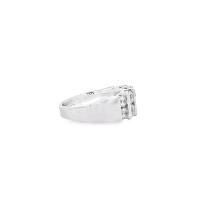 Platinum 0.92ctw Ten Stones Double-Row Half-Way Ring