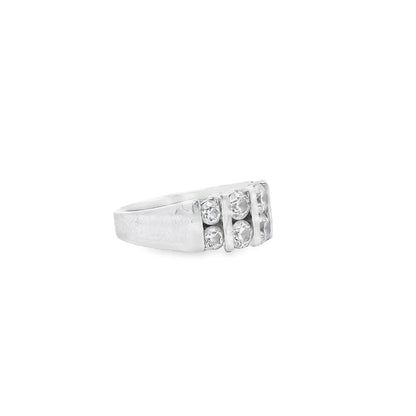 Platinum 0.92ctw Ten Stones Double-Row Half-Way Ring