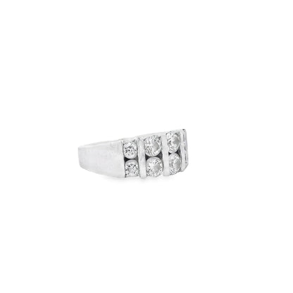 Platinum 0.92ctw Ten Stones Double-Row Half-Way Ring