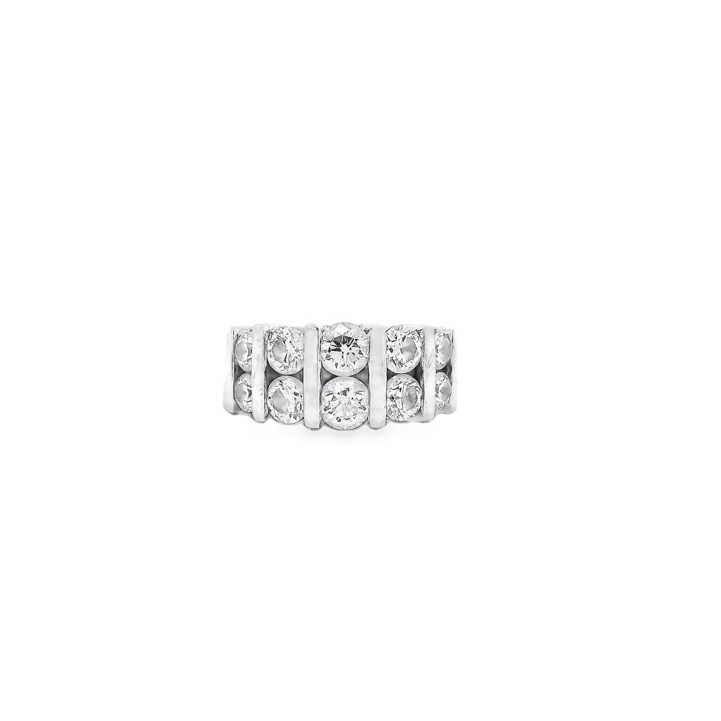 Platinum 0.92ctw Ten Stones Double-Row Half-Way Ring