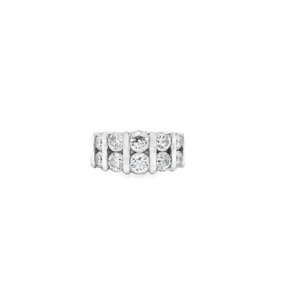 Platinum 0.92ctw Ten Stones Double-Row Half-Way Ring