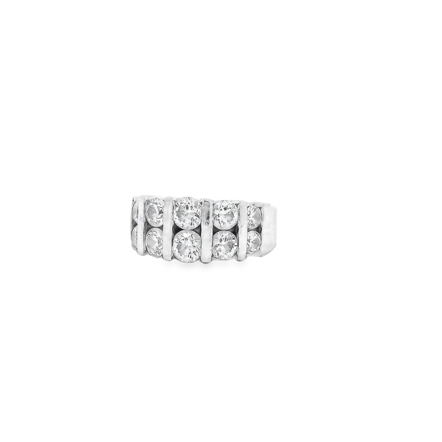 Platinum 0.92ctw Ten Stones Double-Row Half-Way Ring