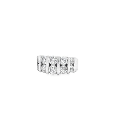 Platinum 0.92ctw Ten Stones Double-Row Half-Way Ring