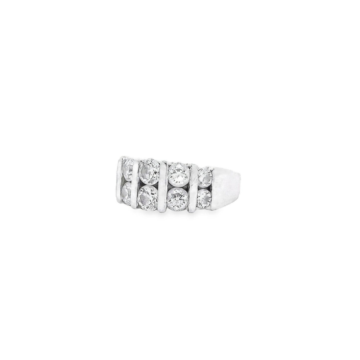 Platinum 0.92ctw Ten Stones Double-Row Half-Way Ring