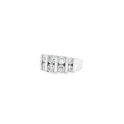 Platinum 0.92ctw Ten Stones Double-Row Half-Way Ring
