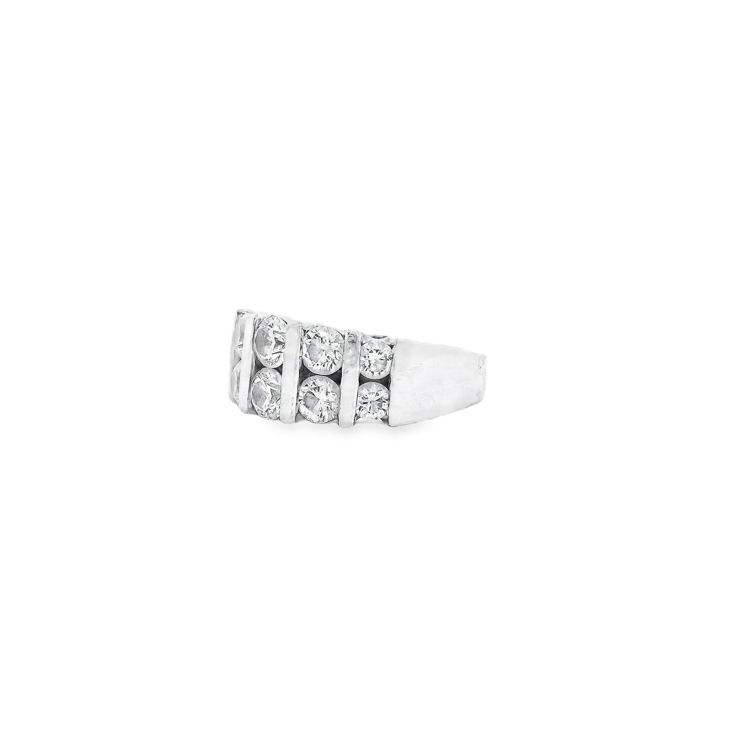 Platinum 0.92ctw Ten Stones Double-Row Half-Way Ring