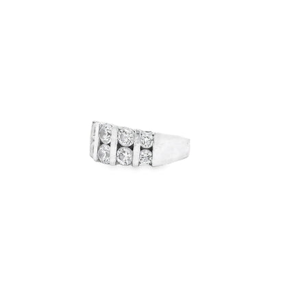 Platinum 0.92ctw Ten Stones Double-Row Half-Way Ring