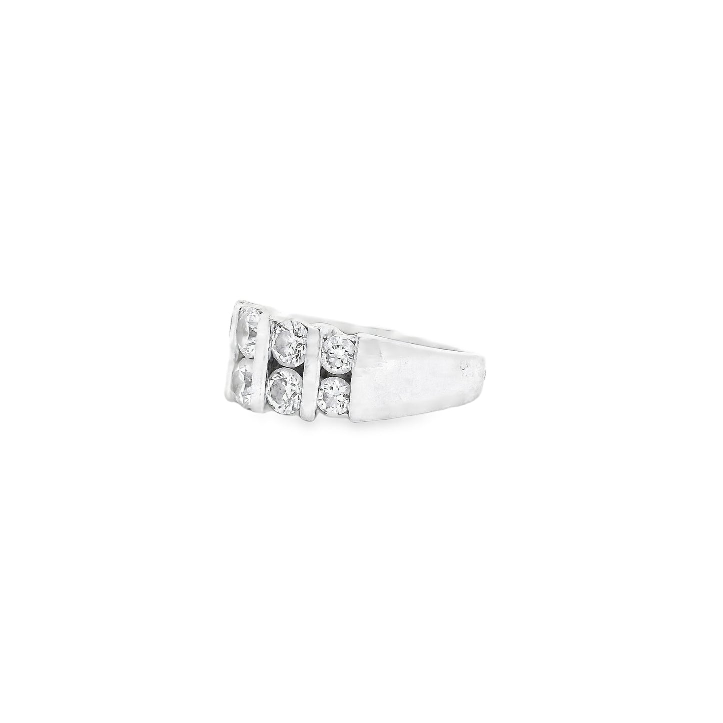 Platinum 0.92ctw Ten Stones Double-Row Half-Way Ring