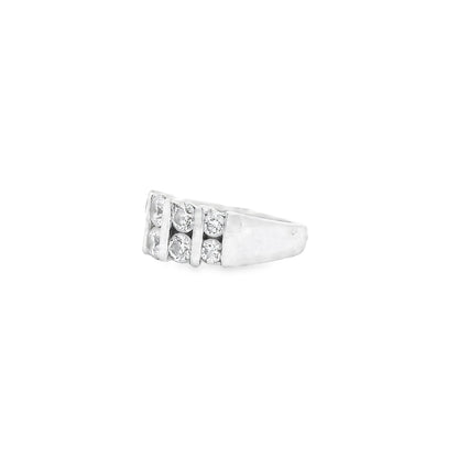 Platinum 0.92ctw Ten Stones Double-Row Half-Way Ring