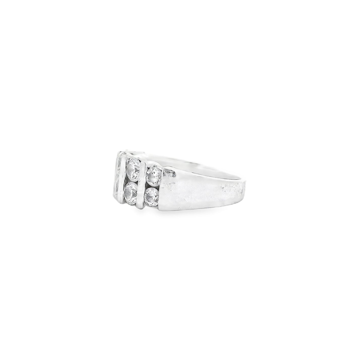 Platinum 0.92ctw Ten Stones Double-Row Half-Way Ring