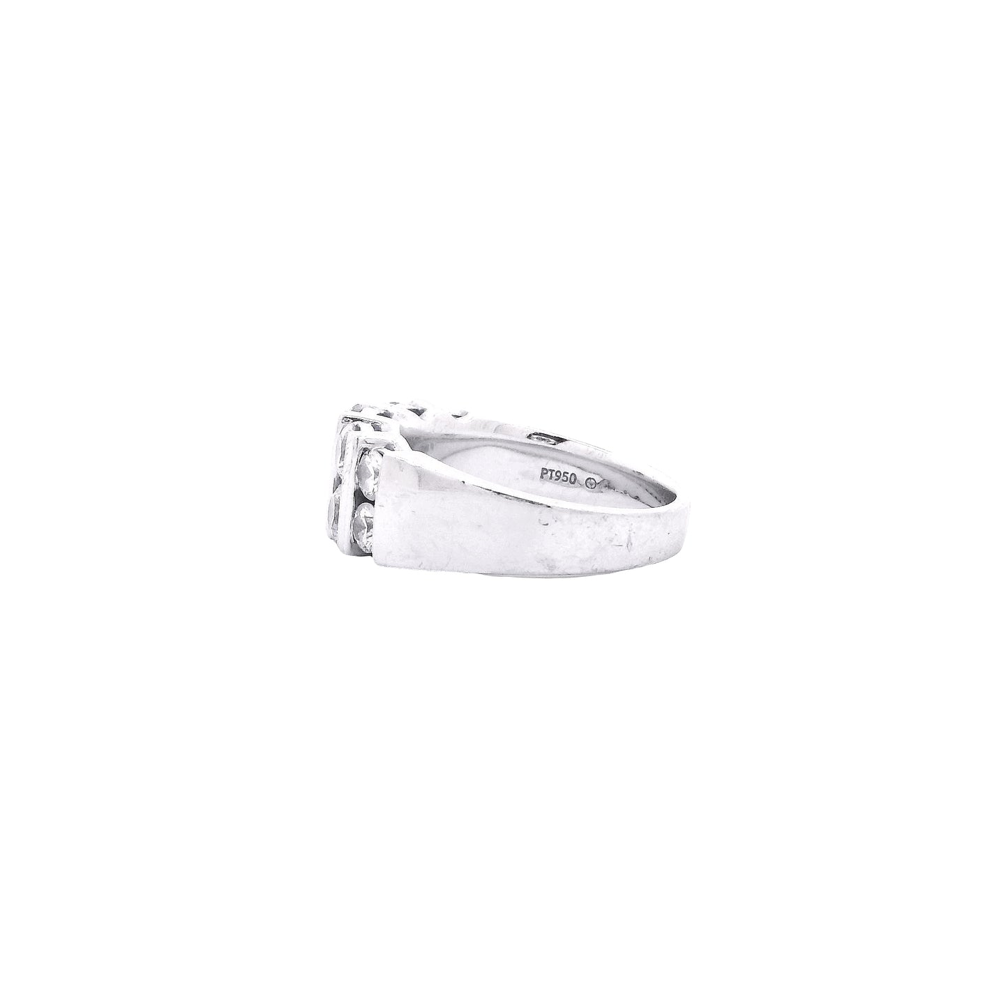 Platinum 0.92ctw Ten Stones Double-Row Half-Way Ring