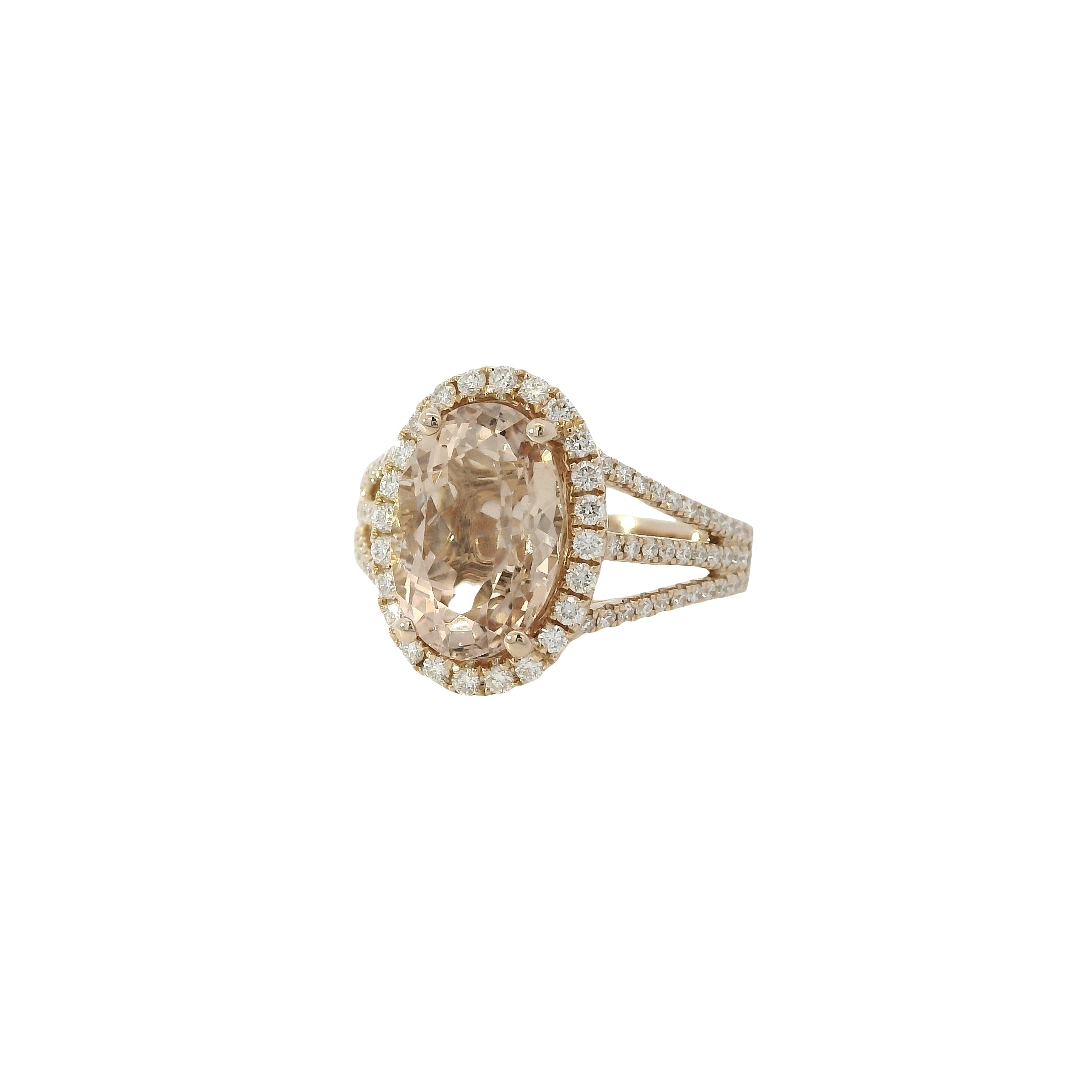 18k Rose Gold 3.85ct Oval Cut Morganite Diamond Ring