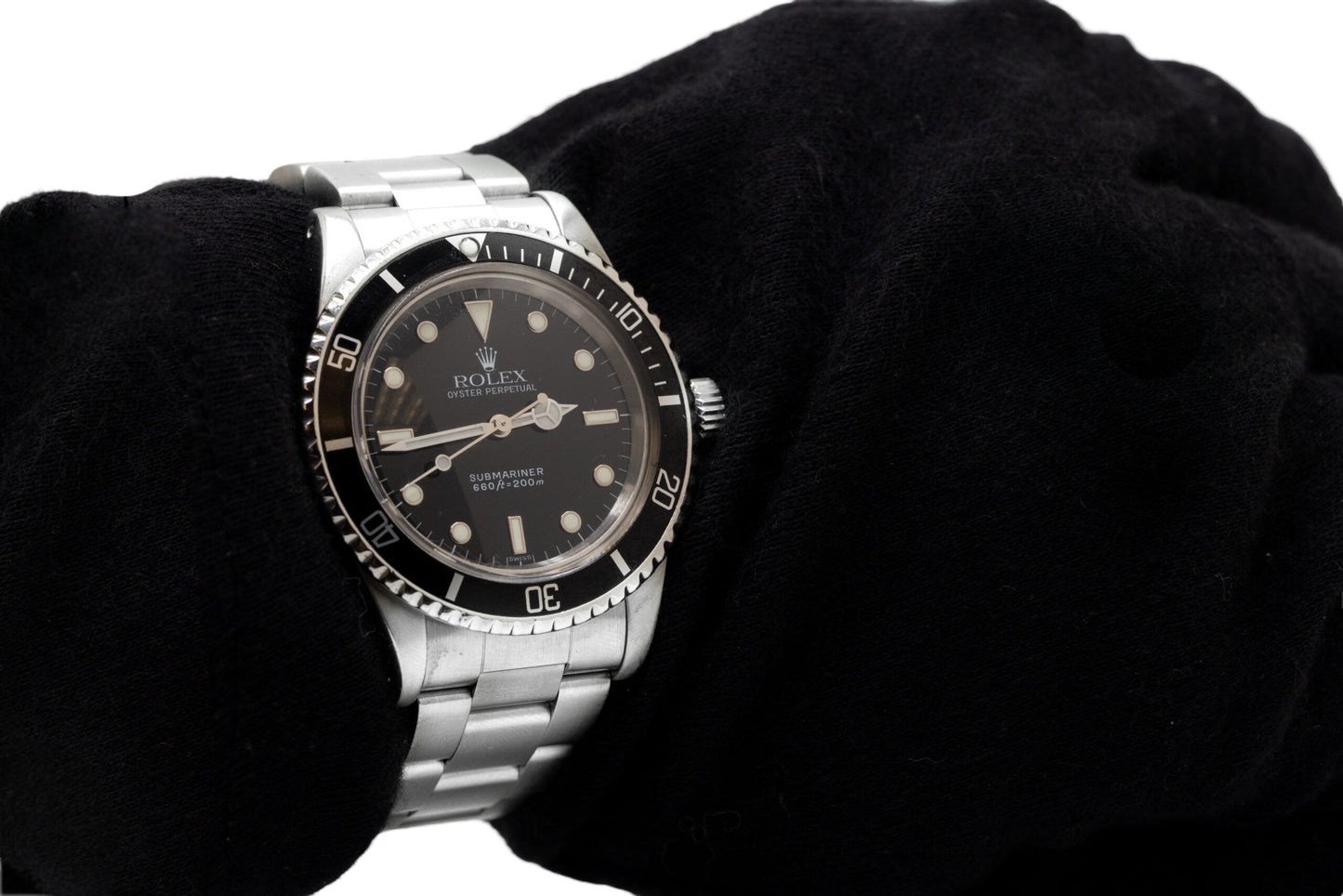 Vintage Rolex Submariner 5513 Stainless Steel Black Dial Watch