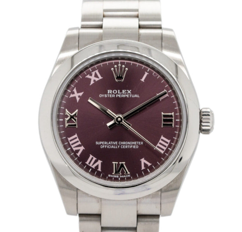 Rolex 177200 Oyster Perpetual Grape Roman Dial Watch