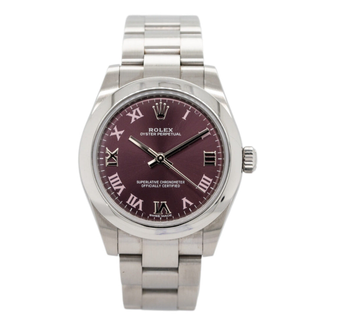 Rolex 177200 Oyster Perpetual Grape Roman Dial Watch