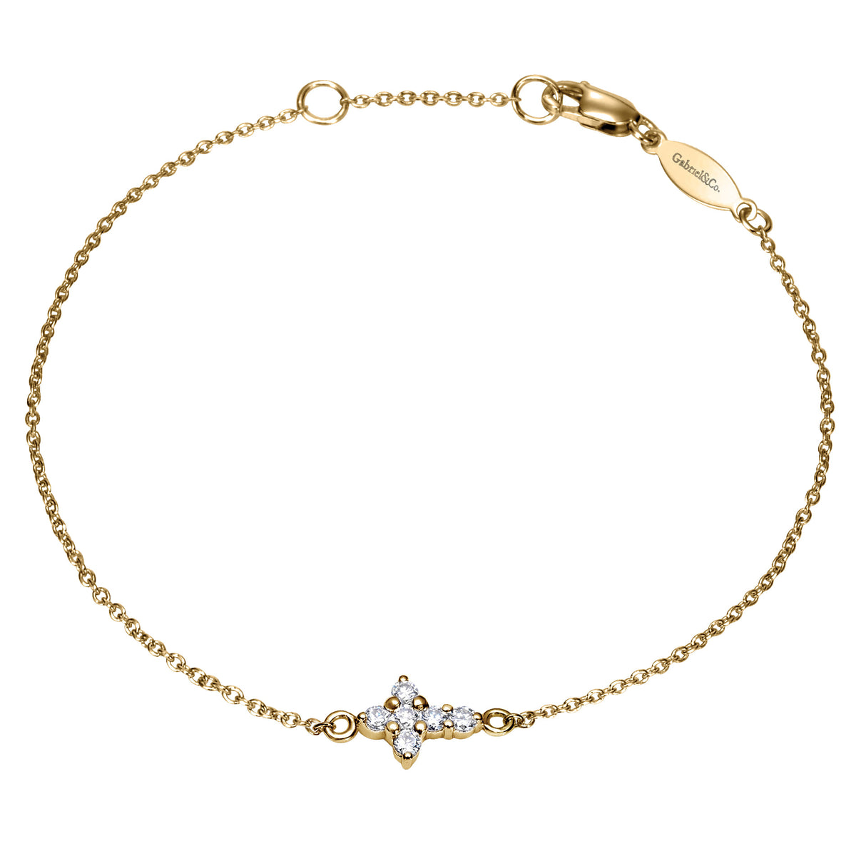 14K Yellow Gold Chain Bracelet with Diamond Cross — Gabriel & Co. TB2725Y45JJ