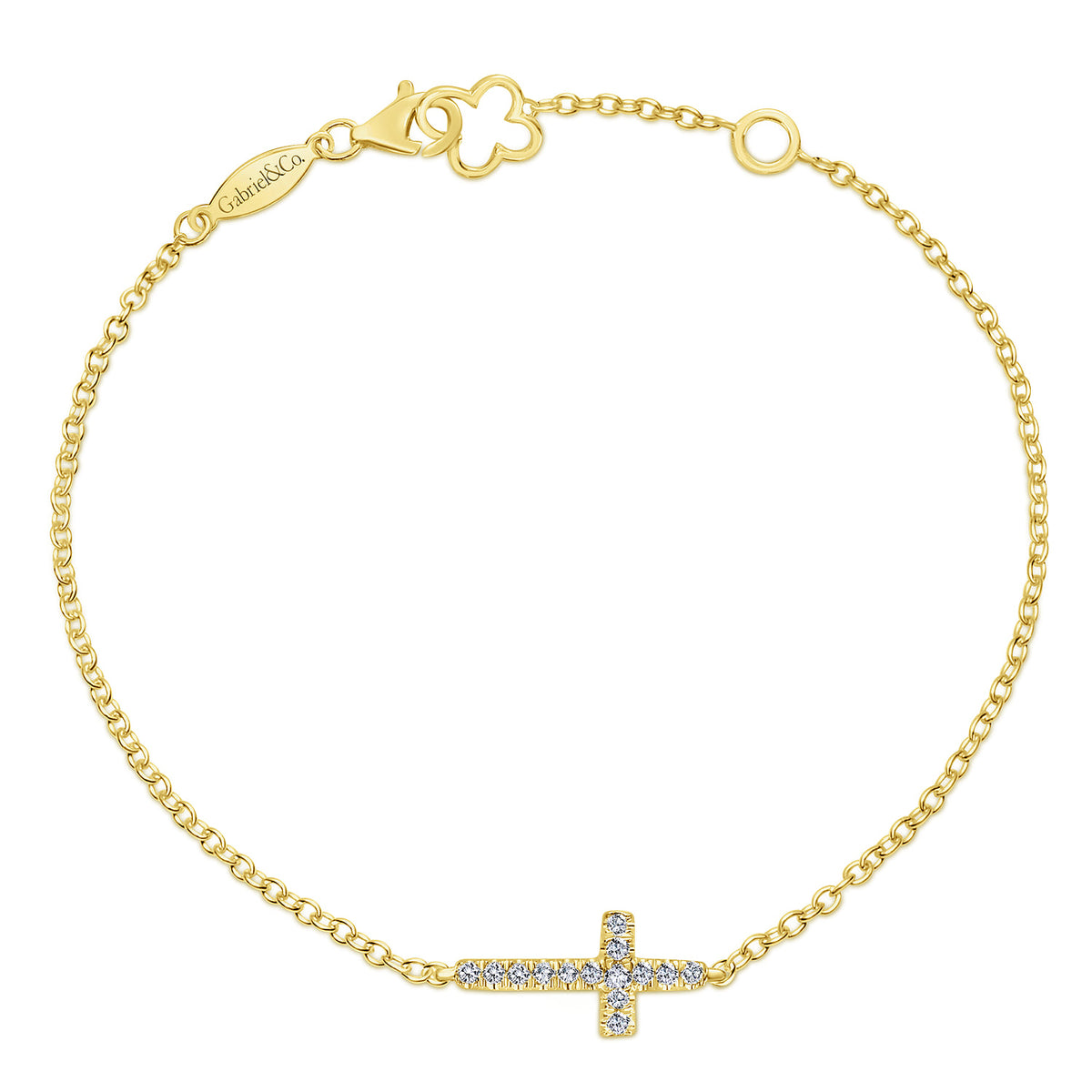 14K Yellow Gold Diamond Cross Chain Bracelet — Gabriel & Co. TB3320Y45JJ