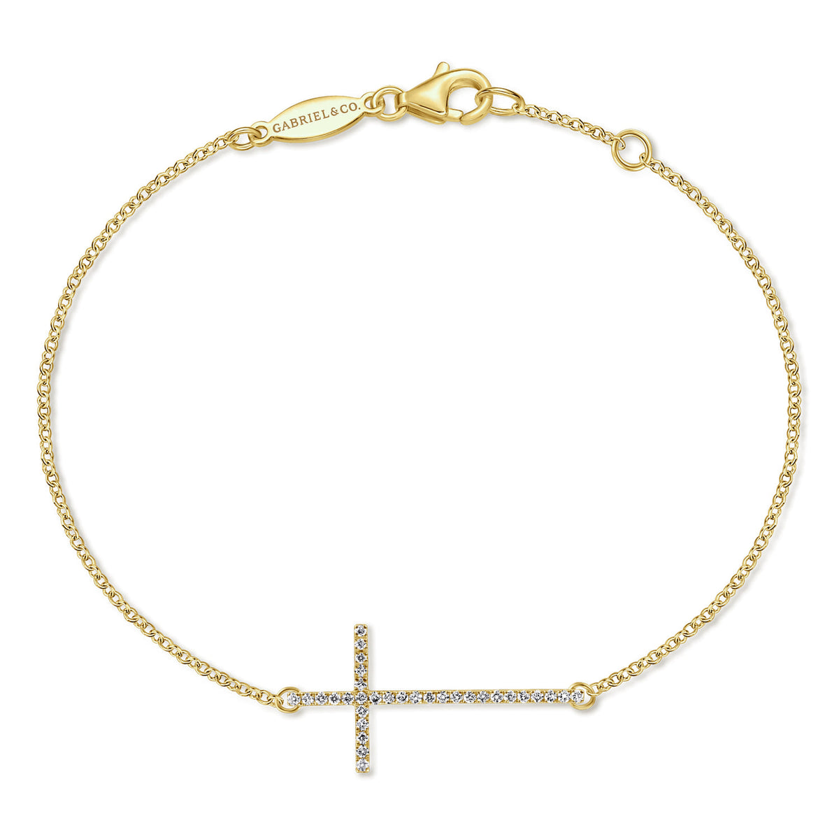 14K Yellow Gold Chain Bracelet with Diamond Cross — Gabriel & Co. TB3853Y45JJ