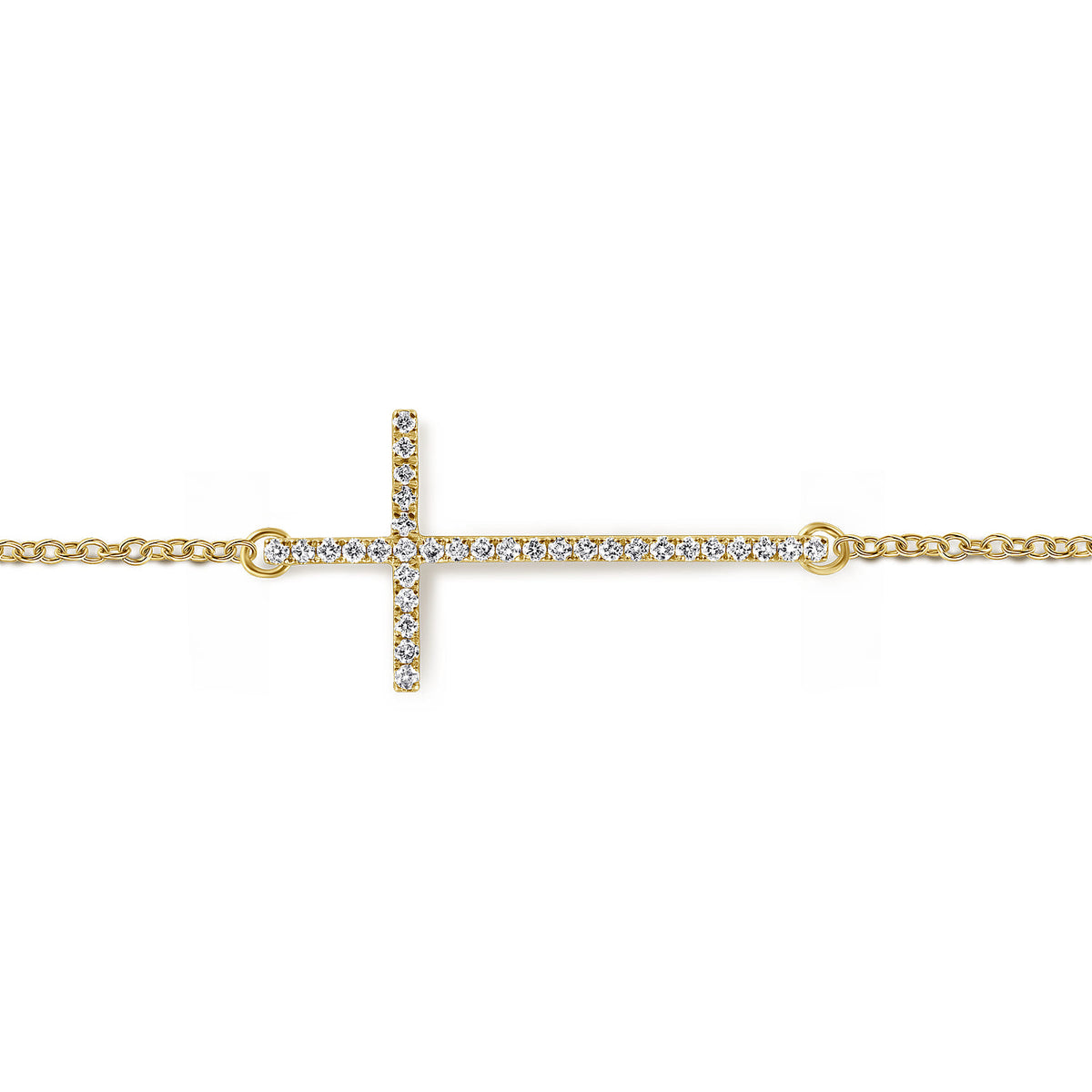 14K Yellow Gold Chain Bracelet with Diamond Cross — Gabriel & Co. TB3853Y45JJ
