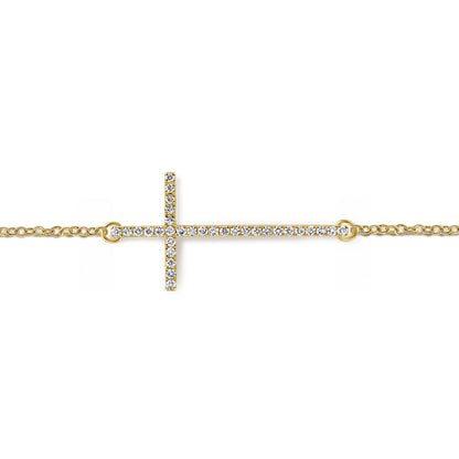 14K Yellow Gold Chain Bracelet with Diamond Cross — Gabriel & Co. TB3853Y45JJ