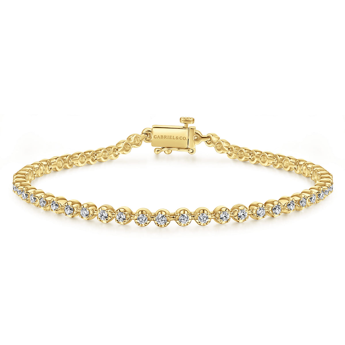 14K Yellow Gold Buttercup Set Diamond Tennis Bracelet — Gabriel & Co. TB4225Y45JJ