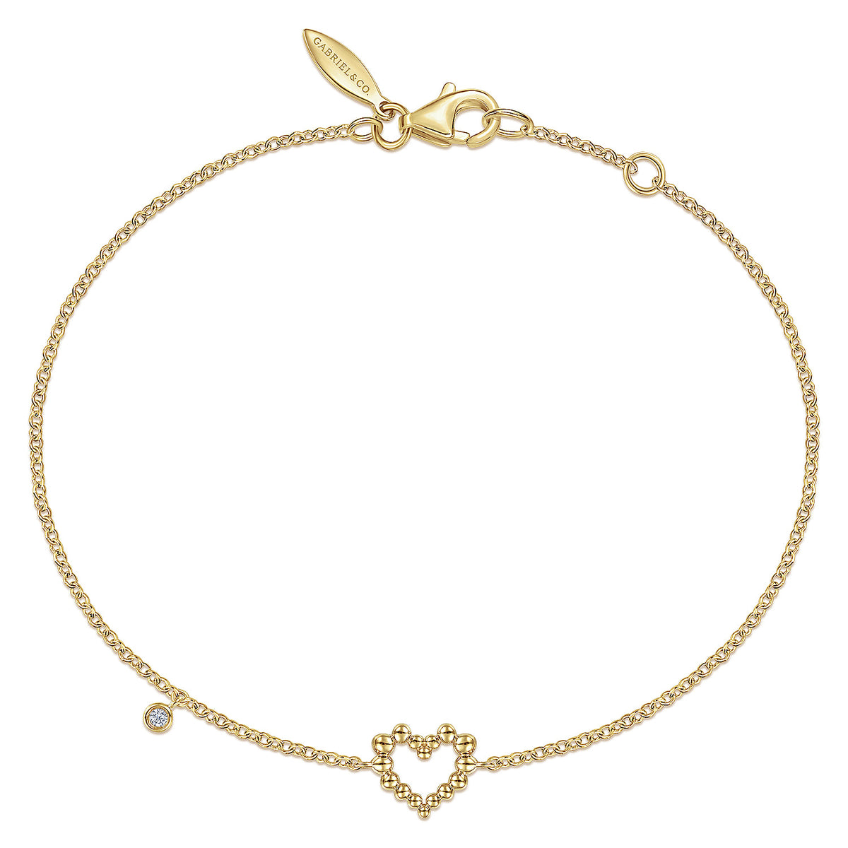 14K Yellow Gold Heart Bracelet with Diamond Bezel Charm — Gabriel & Co. TB4386Y45JJ