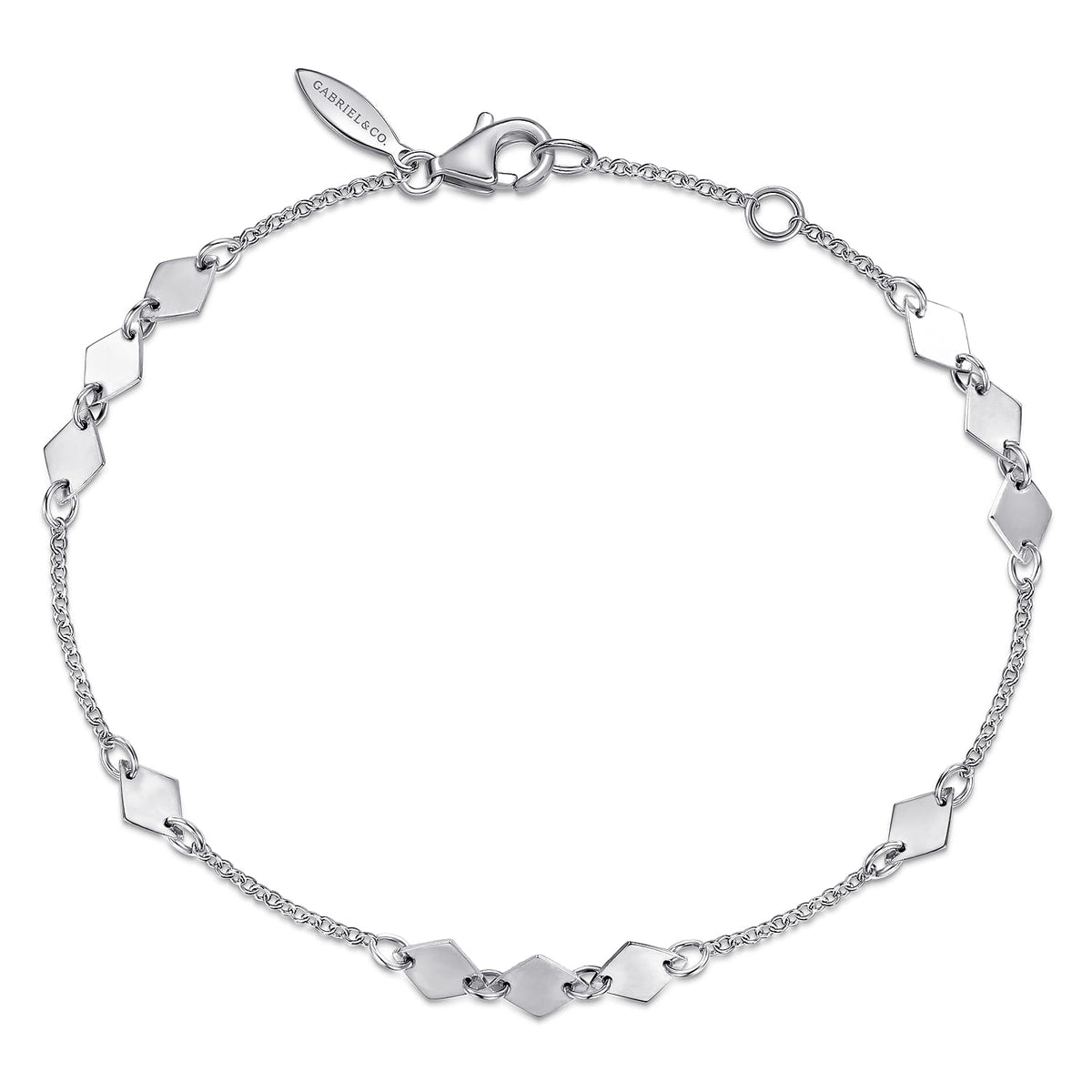 14K White Gold Chain Bracelet with Flat Rhombus Stations — Gabriel & Co. TB4422W4JJJ