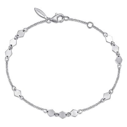 14K White Gold Chain Bracelet with Flat Rhombus Stations — Gabriel & Co. TB4422W4JJJ