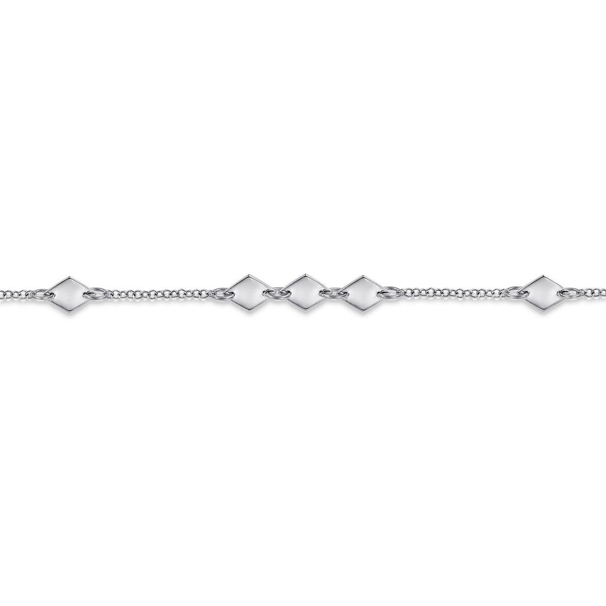 14K White Gold Chain Bracelet with Flat Rhombus Stations — Gabriel & Co. TB4422W4JJJ