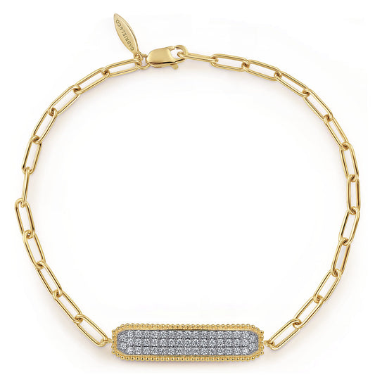 14K Yellow Gold Diamond Bar Chain Bracelet — Gabriel & Co. TB4583Y45JJ