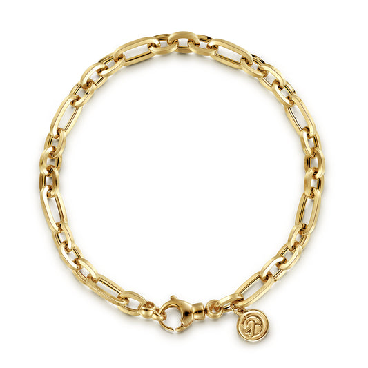 14K Yellow Gold Hollow Link Chain Bracelet — Gabriel & Co. TB4669Y4JJJ