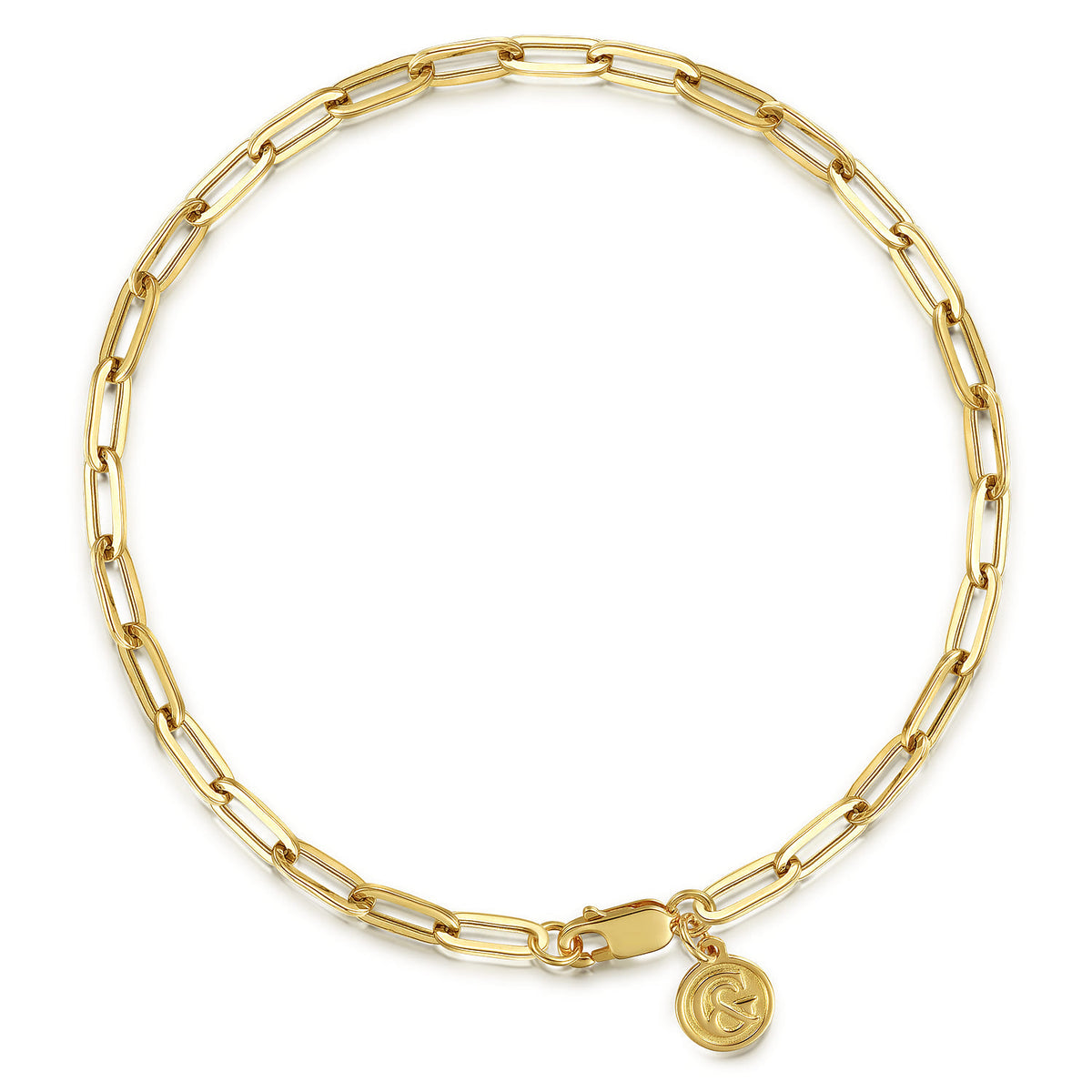 14K Yellow Gold Paperclip Chain Bracelet, 3.1mm, 7 inch — Gabriel & Co. TB4674Y4JJJ