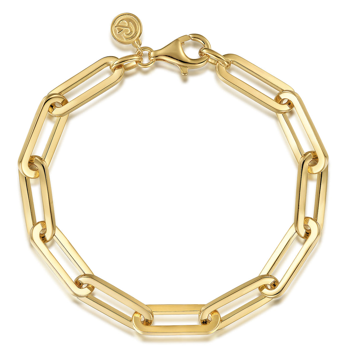 7 inch 14K Yellow Gold Hollow Paperclip Chain Bracelet — Gabriel & Co. TB4676-7Y4JJJ