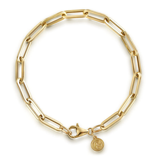 Paperclip Bracelet Chain 14K Yellow Gold 7inch — Gabriel & Co. TB4678Y4JJJ