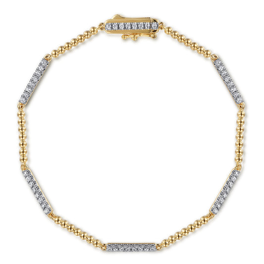 14K Yellow Gold Diamond Tennis Bracelet-Bujukan — Gabriel & Co. TB4724Y45JJ