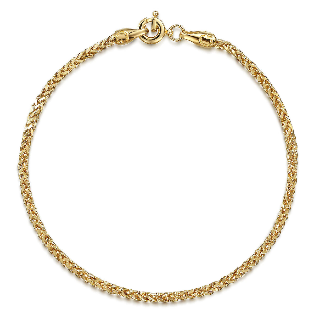 14K Yellow Gold Hollow Wheat Chain Bracelet — Gabriel & Co. TB4877Y4JJJ