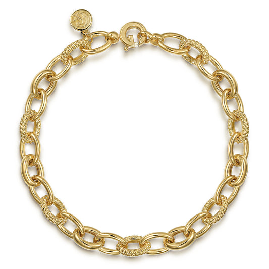 14K Yellow Gold Hollow Tube Bujukan Link Bracelet — Gabriel & Co. TB4907-75Y4JJJ