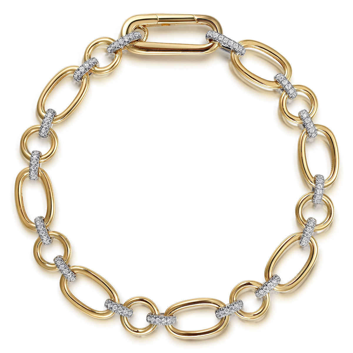 Link Chain Bracelet 14K White and Yellow Gold Diamond 0.4ct — Gabriel & Co. TB4931M45JJ