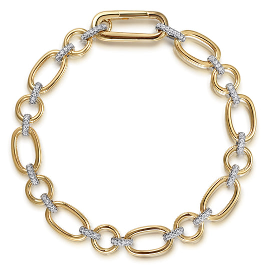 Link Chain Bracelet 14K White and Yellow Gold Diamond 0.4ct — Gabriel & Co. TB4931M45JJ