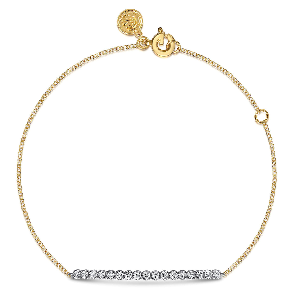 14K White & Yellow Gold White Sapphire Bar Bracelet — Gabriel & Co. TB4936M4JWS