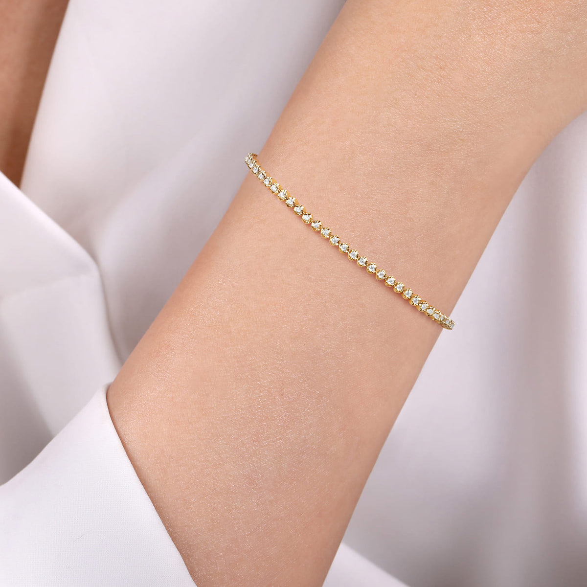 14K Yellow Gold Diamond Tennis Bracelet — Gabriel & Co. TB4954Y45JJ