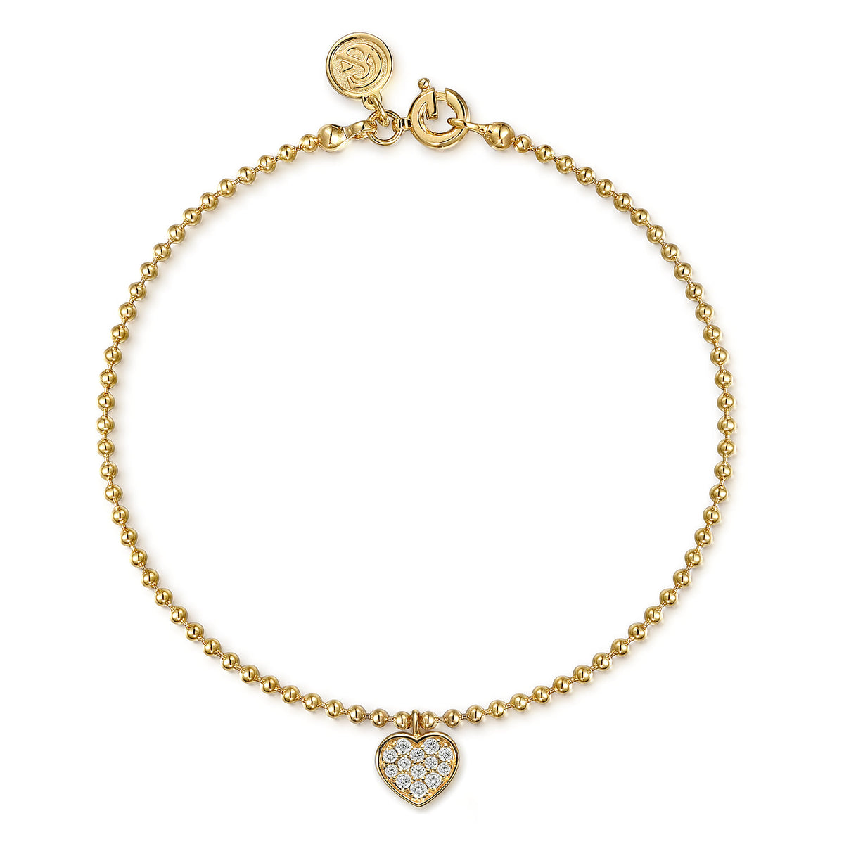 Charm Bracelet Heart 14K Yellow Gold White Sapphire Bujukan — Gabriel & Co. TB4996Y4JWS