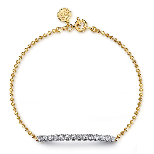 Chain Bracelet Bar 14K White and Yellow Gold White Sapphire Bujukan — Gabriel & Co. TB5004M4JWS