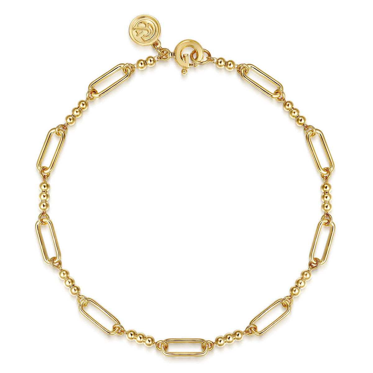 14K Yellow Gold Beaded Link Chain Bracelet-Bujukan — Gabriel & Co. TB5062Y4JJJ
