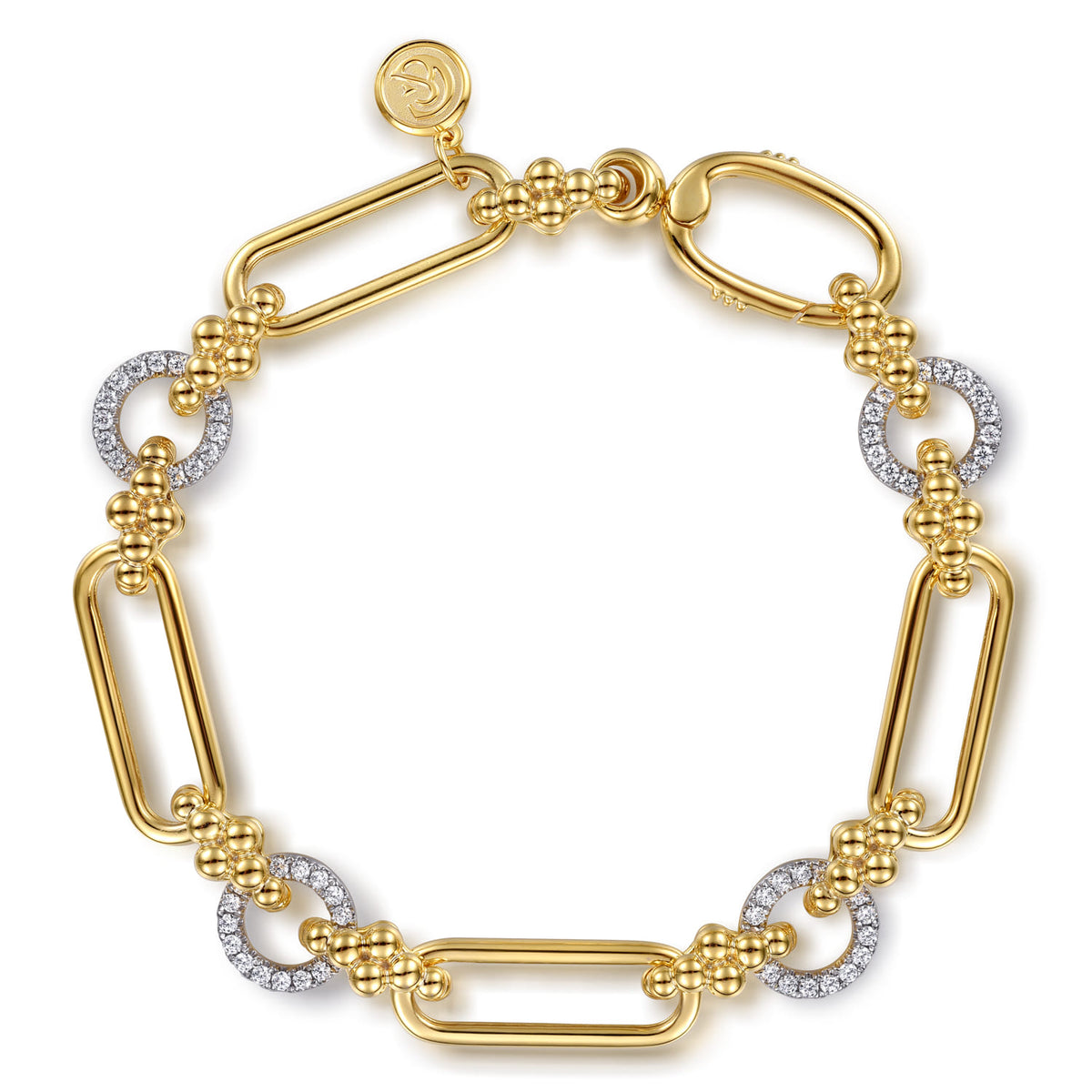 14K Yellow Gold Bujukan and Diamond Link Chain Tennis Bracelet — Gabriel & Co. TB5067Y45JJ